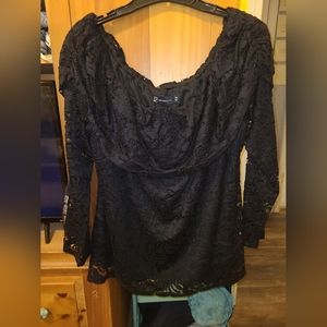 NWOT Black Lace Top XXL